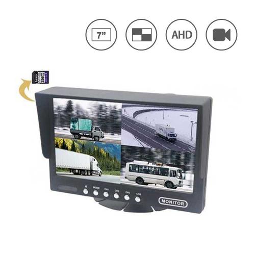 Commercial Vehicle HD Quad View Monitor with DVR Recording