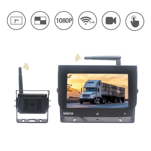 DVR 7 Inch 4 Channels 1080P Touchable Wireless Camera Monitor System